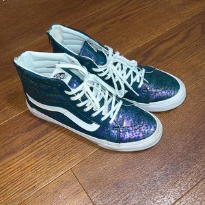 VANS sk8-hi patent leather leopard print purple shoes!